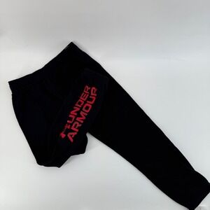 Under Armour Kids Black Jogger Sweatpants Red Logo Size 5